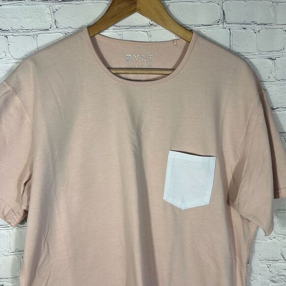 BYLT Premium Basics Drop Cut Short Sleeve Lux size L Large Coral White - Picture 2 of 7
